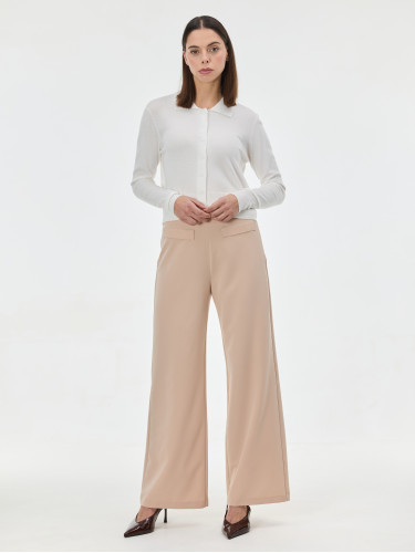 Брюки женские с накладными карманами бежевые  ORSAY