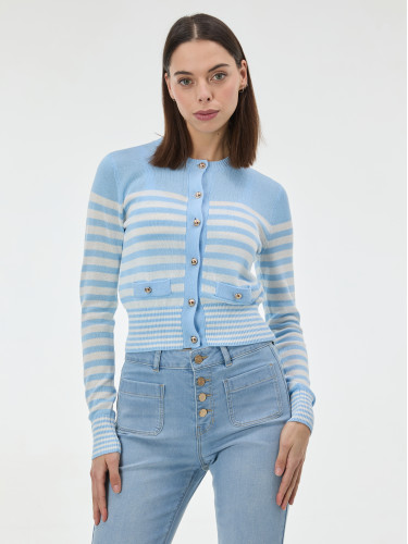 Кардиган женский в светло голубую полоску молочный ORSAY