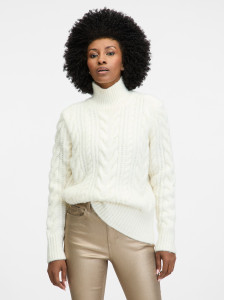 Светр жіночий з високим коміром кремовий ORSAY