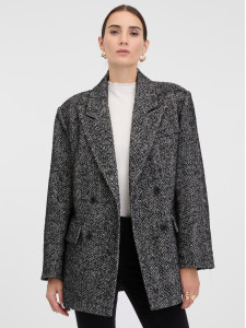 Пальто жіноче двобортне коротке темно-сіре ORSAY