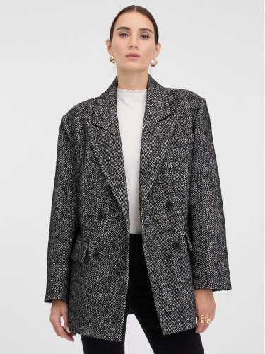 Пальто жіноче двобортне коротке темно-сіре ORSAY