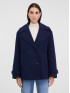 Пальто жіноче двобортне коротке темно-синє ORSAY