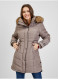 Пальто жіноче зимове стьобане зі знімним капюшоном на хутрі коричневе ORSAY