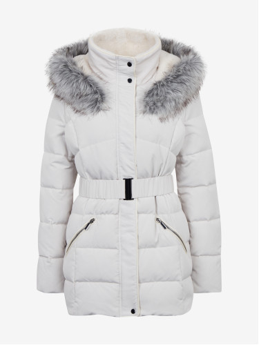 Куртка жіноча зимова стьобана з поясом кольору екрю ORSAY
