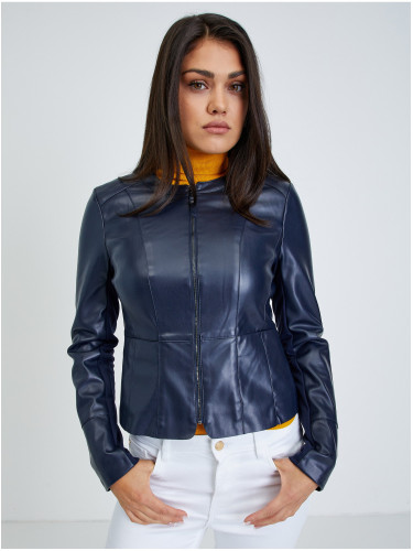 Куртка жіноча зі штучної шкіри темно-синя ORSAY