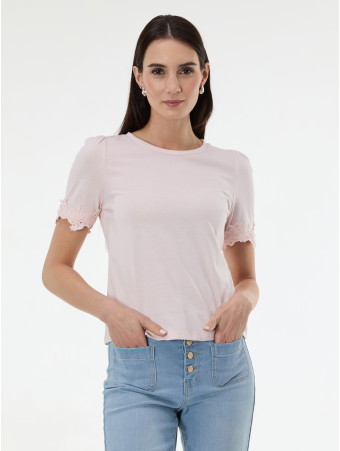 Женская футболка с цветами на рукавах розовая ORSAY