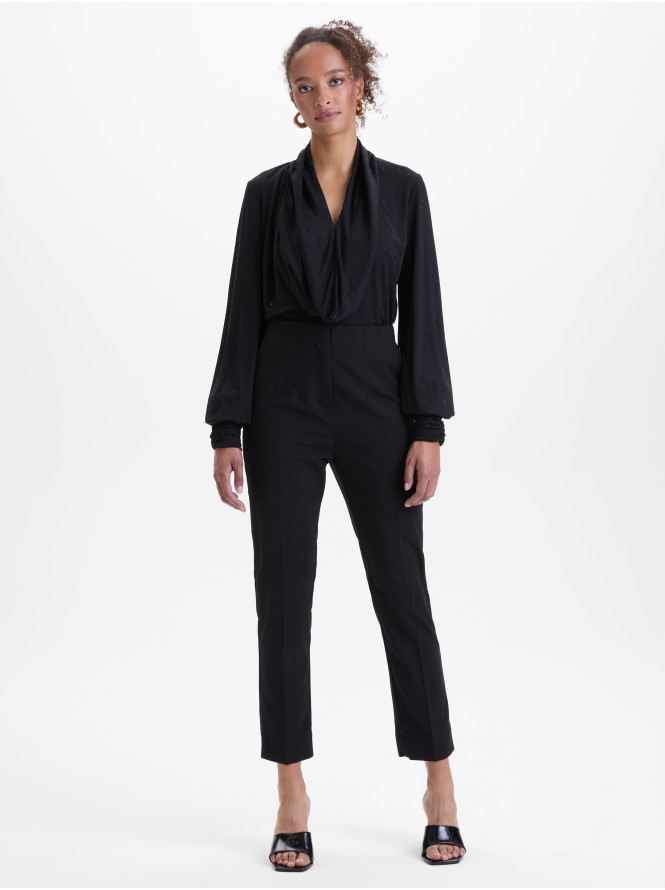 Брюки женские с выточками на поясе черные ORSAY