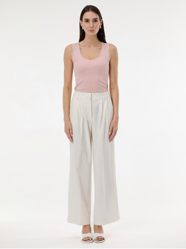 Брюки женские широкого кроя кремовые ORSAY