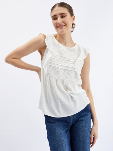 Блуза жіноча без рукавів біла ORSAY
