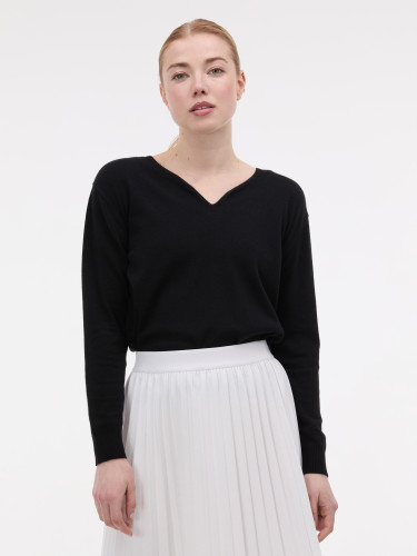 Свитер женский с V-образным вырезом черный ORSAY