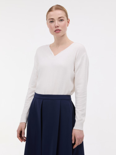 Свитер женский с V-образным вырезом кремовый ORSAY