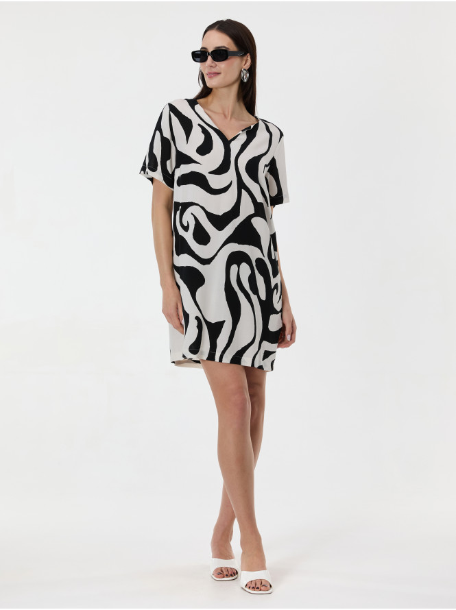 Платье женское короткое с вышивкой черное ORSAY