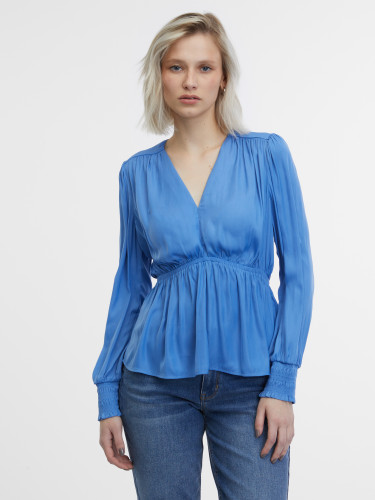 Блуза жіноча з манжетами на рукавах синя ORSAY