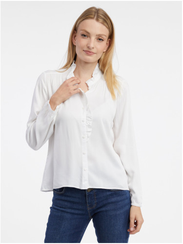Блуза жіноча з рюшами біла ORSAY