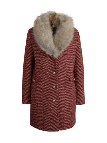 Пальто жіноче із суміші вовни зі штучним хутром коричневе ORSAY