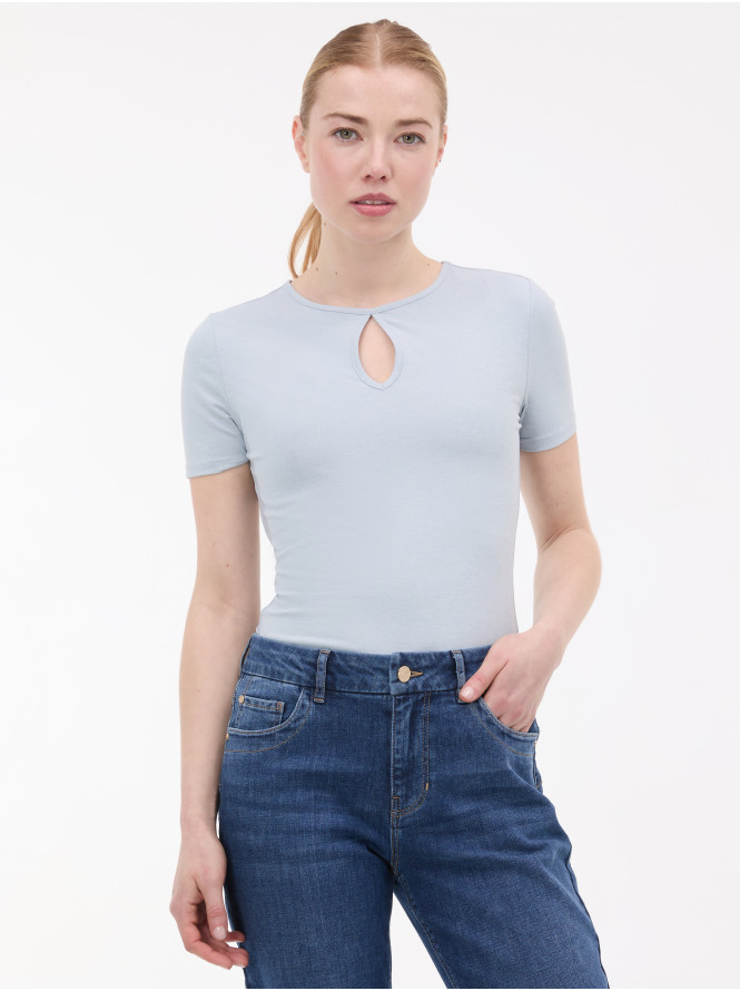 Футболка женская с вырезом капелька светло-голубого цвета ORSAY