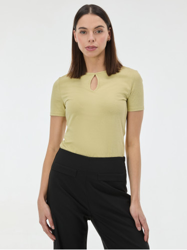 Футболка женская с вырезом капелька лаймового цвета ORSAY