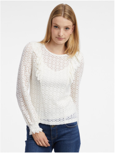 Біла жіноча блуза з принтом ORSAY